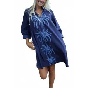 NEW NAVYBLEU campbell mini dress in navy palm